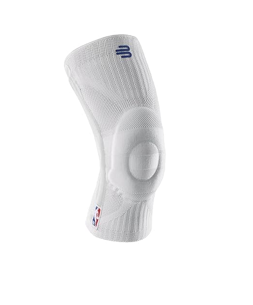 Bauerfeind Sports Knee Support NBA - Officially Licensed Basketball Knee Brace - Relief and Stabilization - Targeted Compression - Lightweight & Durable - White, Medium