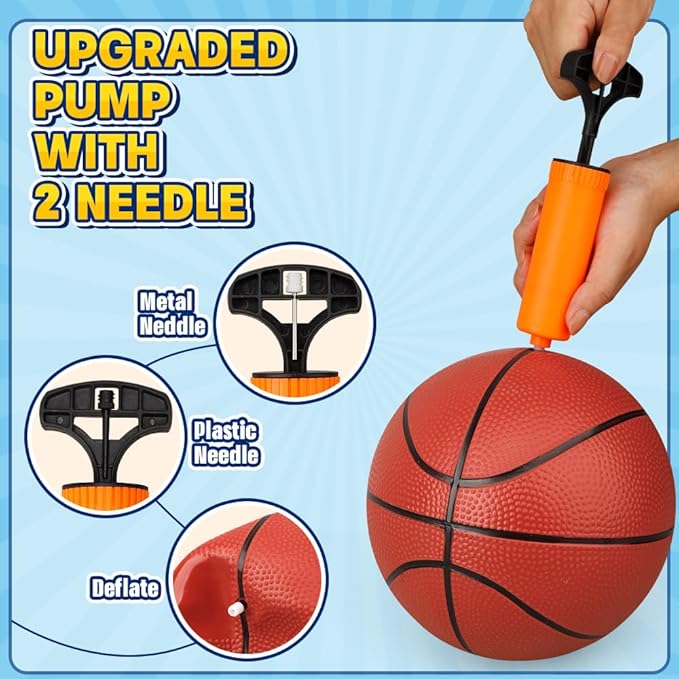 8.6” Water Pool Basketball Set with Pump, Replacement Ball for Basketball Hoop Trampoline, PVC Waterproof Basketballs Floating Toy for Swimming Pool Seaside, Indoor Outdoor Water Games Summer Party