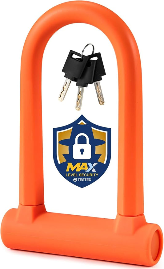 Sigtuna Compact U-Lock | Lightweight Silicone Coated Bike U-Lock (Orange) for Bicycle, E-Bike, Scooter, Motorcycle, Outdoor Equipments