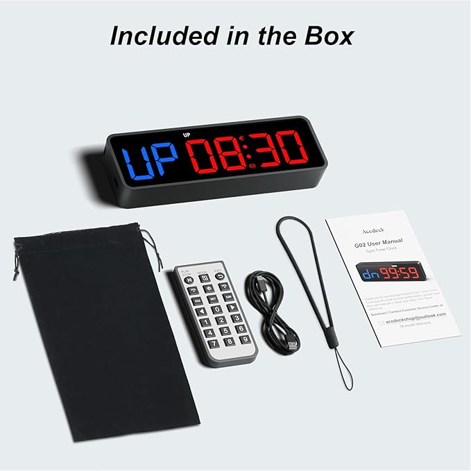 Portable Gym Timer Clock: Fitness Digital Clock with Strong Magnet - Remote Control for Fitness Enthusiasts - Powerful Battery for Home Gym Garage Boxing