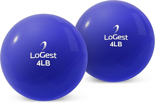 Logest Weighted Toning Exercise Balls Pair - Round Shape Medicine Ball - 1LB 2LB 3LB 4LB 5LB 6LB Available - Toning Muscle for Men & Women - Color-Coded Difficulty Levels