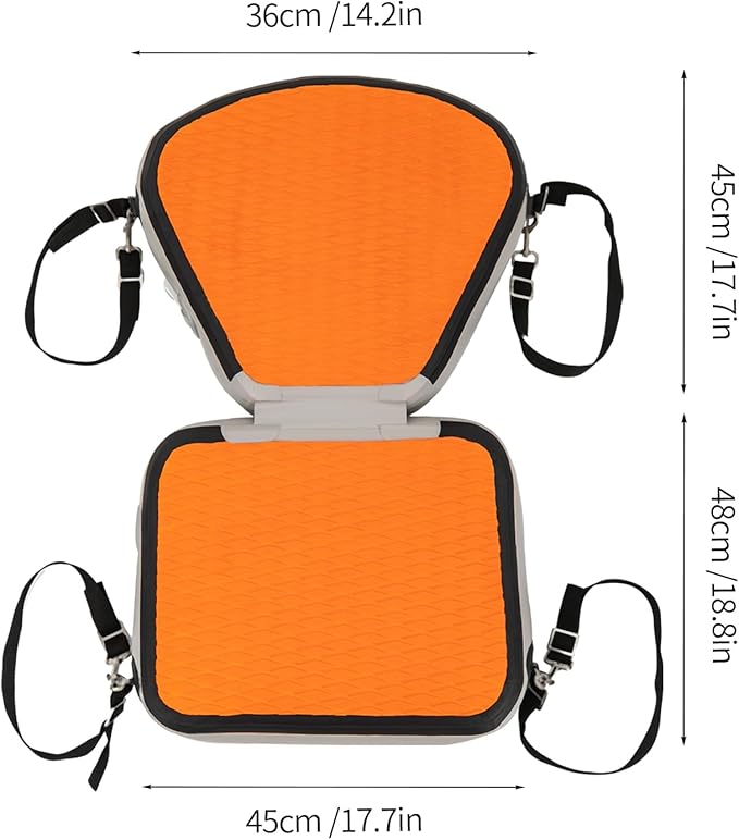 LYNICESHOP Kayak Seats Portable Thicken Seat Cushion for Kayak Padded Kayak Seat w/Back Support Adjustable Strap, for Kayak, Canoe, and Boat (Orange)