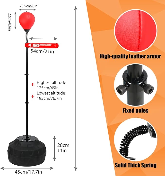 Punching Bag Reflex Boxing Adjustable Height 76in for Adults