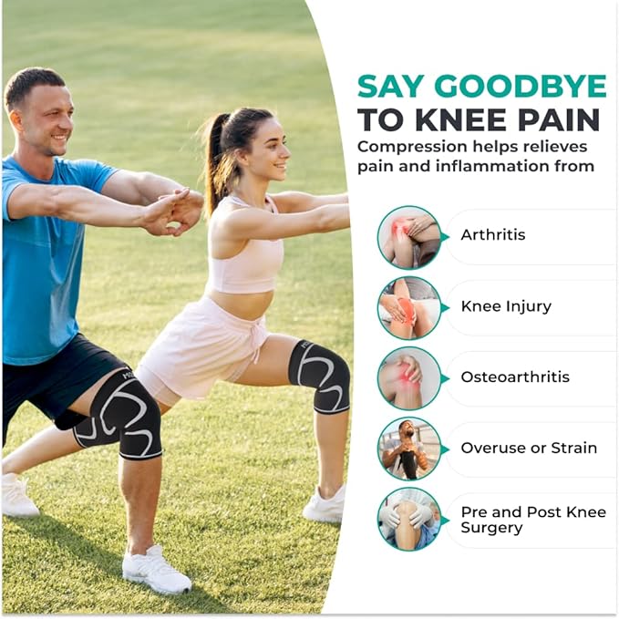 Modvel 2 Pack Knee Brace for Women & Men - Workout Knees Compression Sleeve for Knee Pain Relief Joint Support for ACL, Arthritis, Meniscus Tear Knees Brace for Sports, Rodilleras para Gym Fitness