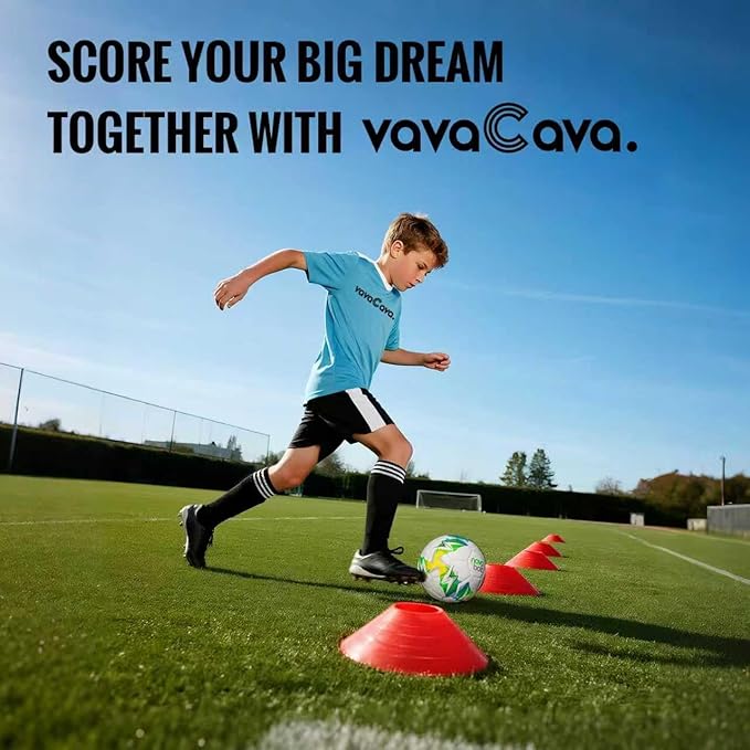 VavaCava 4'x3' Size Portable Soccer Goals Set for Backyard Fun, 2 Nets, 2 Size 3 Balls, 10 Marker Cones, Pump and Carry Bag, Outdoor Games for Backyard, Beach, Lawn, Kids Soccer Training Equipment