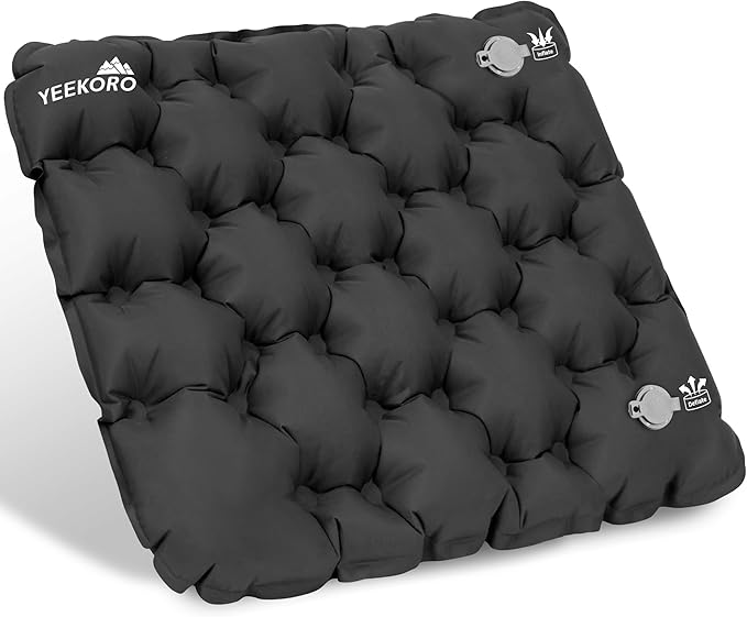 Inflatable Seat Cushion, Lightweight Camping Air Sitting Pad with Repair Cloths, Waterproof Air Cushion, Portable Air Seat Cushion for Climbing Hiking Office Airplane Car Stadium Seat
