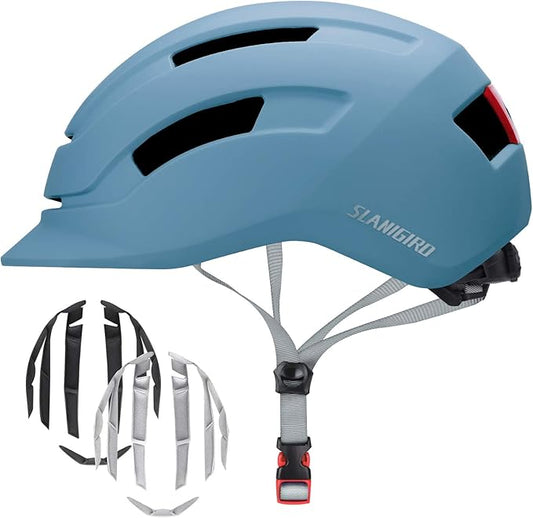 Adult Urban Bike Helmet - Adjustable Fit System & Integrated Taillight for Men Women