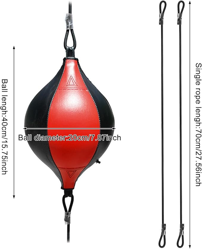 Double End Bag, Boxing Speed Bag with Adjustable Elastic Cords, PU Leather Punching Bag for Adults Kids Fitness Training
