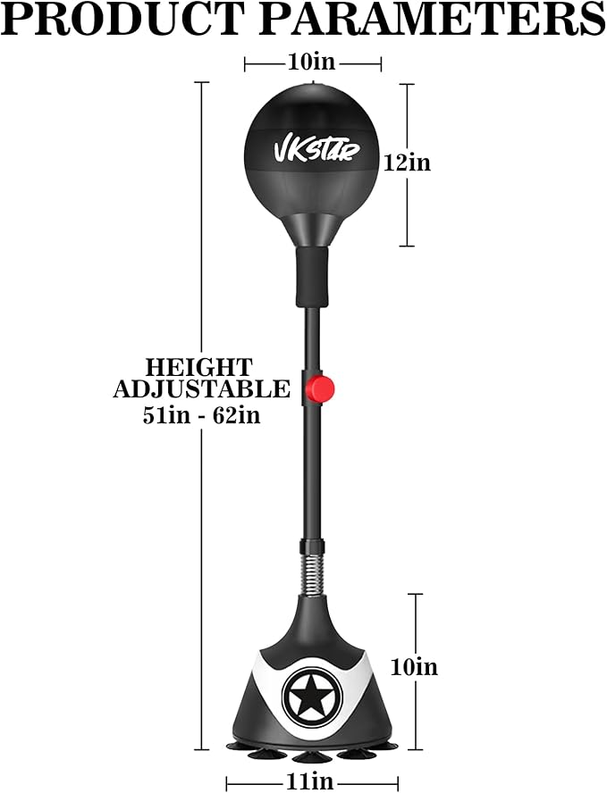 Boxing Speed Training Sandbag with Suction Cup, Boxing Reflex Bag for Teens and Adults, Height Adjustable - Home Gym Equipment