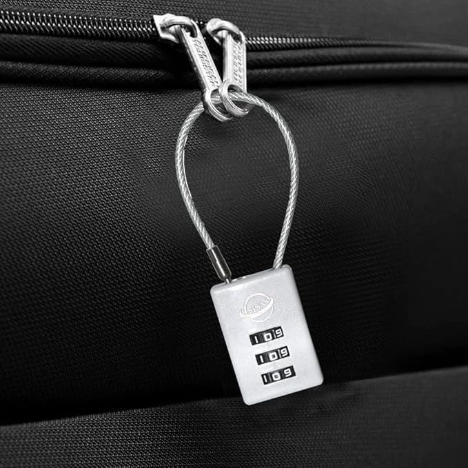 3 Digit Cable Combination Lock 20 inches Cable for School Gym Locker,Filing Cabinets,Helmet,Toolbox,Luggage Suitcase,knapsack,Grey 2Pack