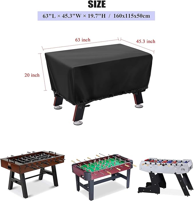 Foosball Table Cover, Waterproof Football Table Cover Soccer Table Cover Outdoor Indoor Fooseballs Table Covers (57X45X30 inch)