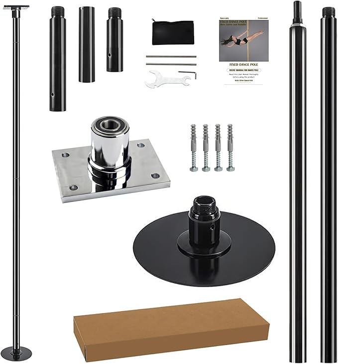 PRIOR FITNESS Permanent Fixed Dance Pole Kit, Professional 45mm Spinning & Static Dancing Pole Heavy-Duty Steel Pole Dance for Home, Adjustable Height Excellent for Home Exercise Studio Club Gym