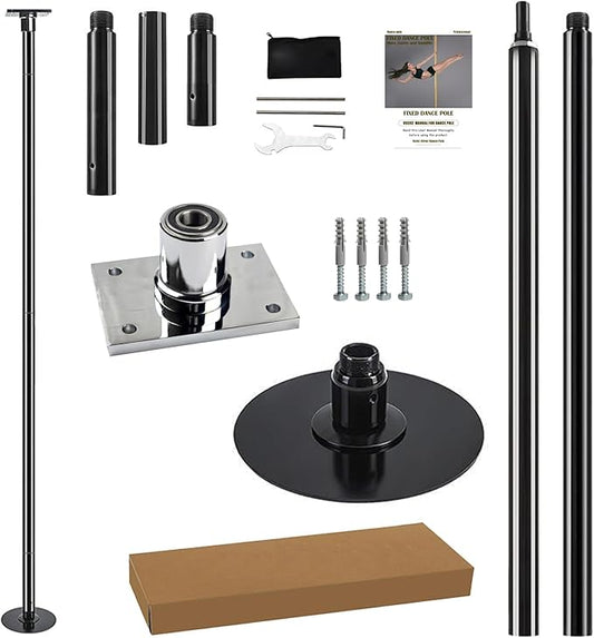 PRIOR FITNESS Permanent Fixed Dance Pole Kit, Professional 45mm Spinning & Static Dancing Pole Heavy-Duty Steel Pole Dance for Home, Adjustable Height Excellent for Home Exercise Studio Club Gym