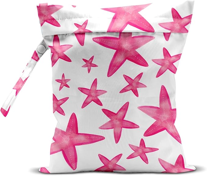 Wet Bag, Wet Dry Bag, Wet Bag for Swimsuit, Travel, Beach, Pool, Diapers, Dirty Yoga Gym Clothes, Makeup Bag, Waterproof Reusable Beach Bag Ocean Decor Starfish Sea Horse Anchor