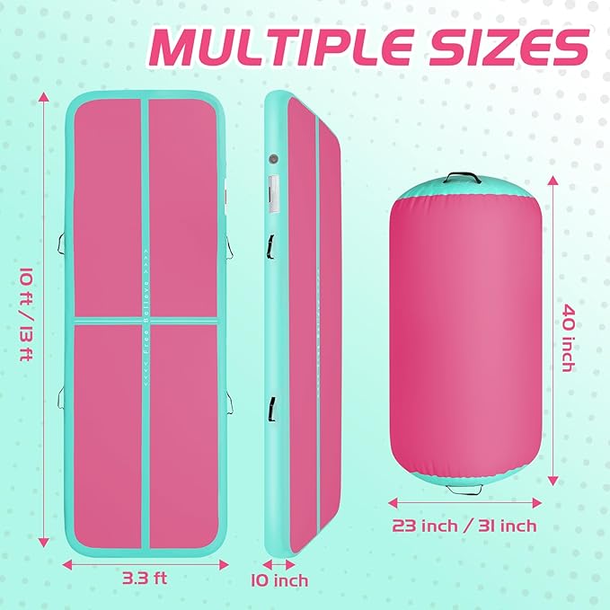 Inflatable Gymnastics Air Roller Set, Tumble Rolling Air Roller Gymnastics Barrel with Electric Pump for Kids Adults Home Outdoor Gymnastic Training Cheerleading Yoga