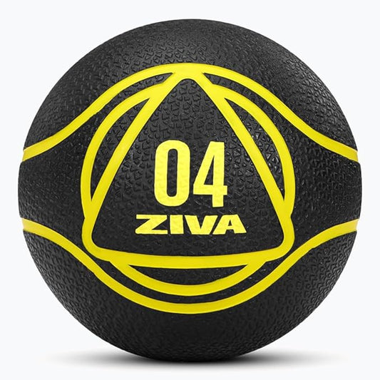 ZIVA Medicine Ball – Durable Rubber Weighted Ball with Easy-Grip Textured Shell for Core, Balance and Strength Training – Commercial Quality (Black, 4–12 lb)