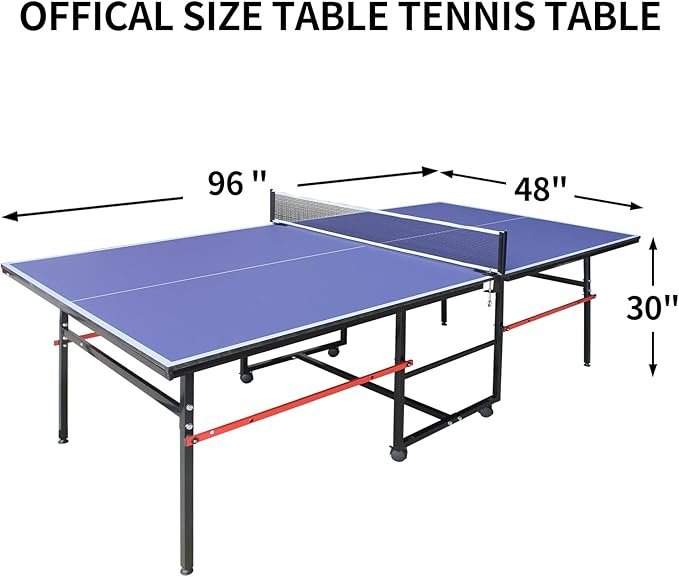 8Ft Mid-Size Foldable & Portable Ping Pong Table Set for Indoor Games
