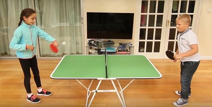 Butterfly Family Mini Ping Pong Table | 1 Piece Portable Ping Pong Table for Tailgating Games | 2ft Height | Great Ping Pong Table for Families | Adjust Angles for Slower Play