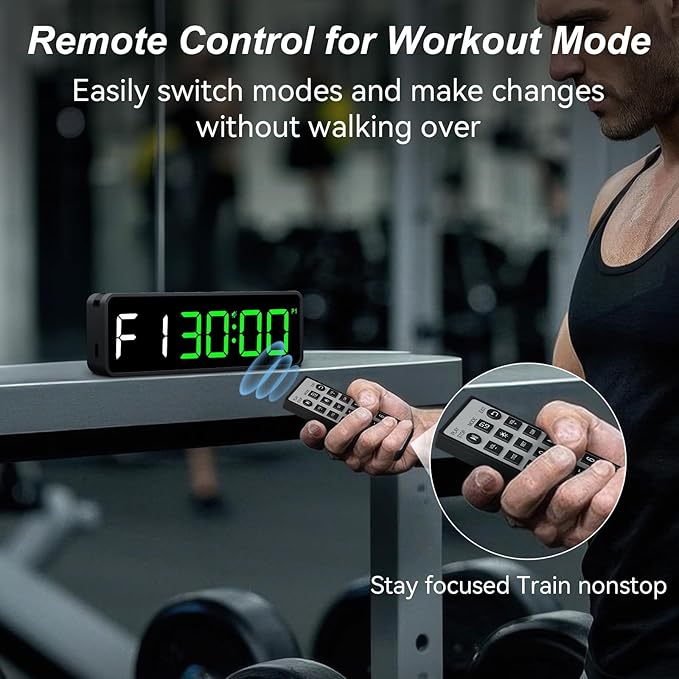 Portable Gym Timer Clock: Fitness Digital Clock with Strong Magnet - Remote Control for Fitness Enthusiasts - Powerful Battery for Home Gym Garage Boxing