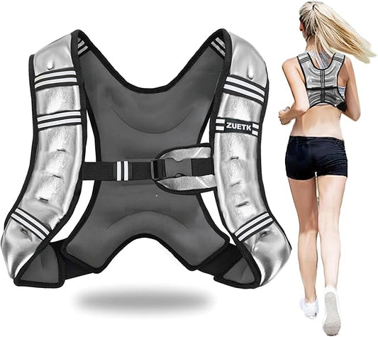 Weighted Vest, 6lb/8lb/12lb/16lb/20lb/25lb/30lb Weight Vest with Reflective Stripe, Weighted Vest for Men Women Workout Equipment for Strength Training, Running, Jogging, Fitness, Weight Loss