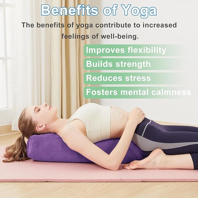 Rectangular Yoga Bolster Pillow, Meditation Pillow for Yin & Restorative Yoga, Filled with Wasted Sponge
