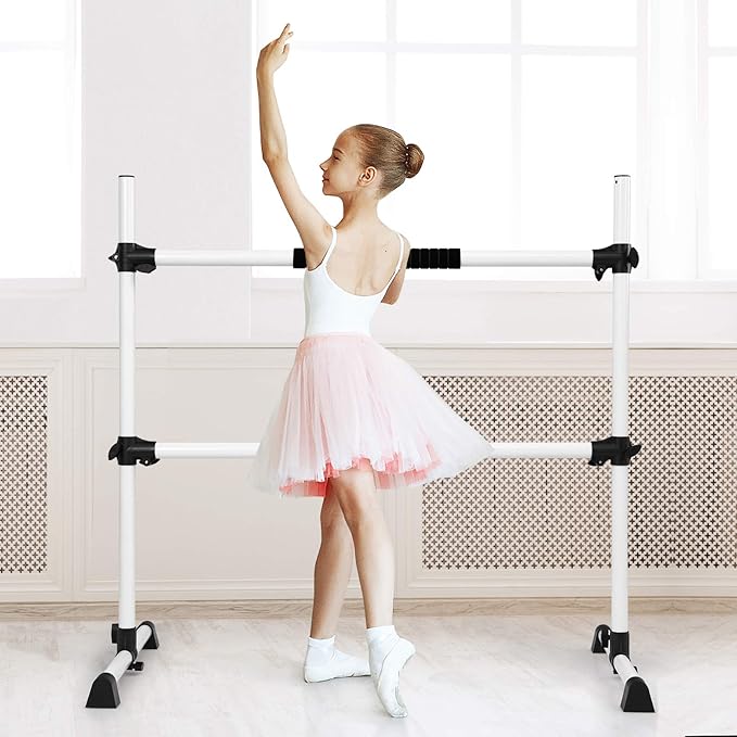 GOFLAME Ballet Barre Portable Double, 4FT Freestanding Ballet Barre Adjustable, Heavy Duty Dancing Stretching Ballet Bar for Home, Dance Barre, Fitness Ballet Bar