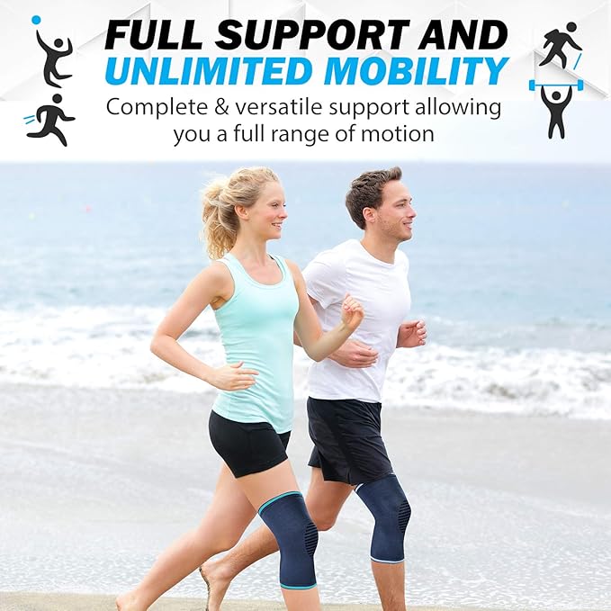 Powerlix Compression Knee Sleeve for Women & Men, Medical Knee Brace for Arthritis, Knee Pain Relief, Meniscus Tear, Injury Recovery, Knee Support, Workout Protection,Running, All Sports (Blue, Small)