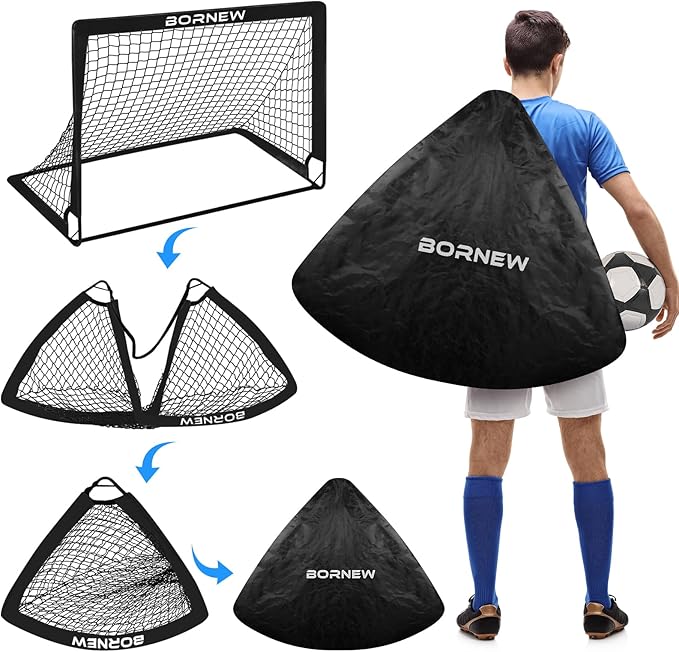 Kids Soccer Goal for Backyard Set - 2 Set of 6X4 / 4X3 ft Toddler Soccer Nets Training Equipment, Soccer Ball, Pop Up Portable Soccer Set for Kids and Youth Games and Training Goals Ages 3-16 Gift