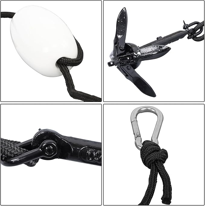 1 Pack 1.5 lb Marine Kayak Folding Grapnel Anchor Kit for Small Boats Kayaks Canoe Paddle Boards