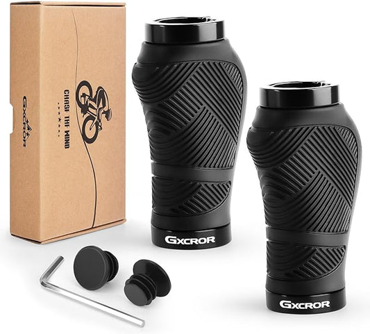GXCROR Ergonomic Bike Handlebar Grips, Double Lock, Non-Slip Rubber, Universal 22.2mm, for MTB E-Bike