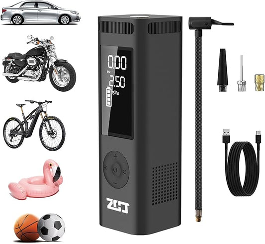 Tire Inflator Portable Air Compressor, 150PSI Faster Cordless Air Pump with Auto Shut-Off Function for Car, Motorcycle, Bicycle, Balls with Digital Pressure Gauge, 6000mAh Battery, LED Light