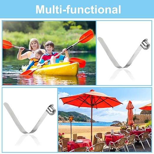 PATIKIL 8x8mm Kayak Paddle Snaps, 10 Pack Tent Pole Clips Steel V Shaped Single Pin Push Button Spring Clips Lock Tube Pole Clips for Camping Awning