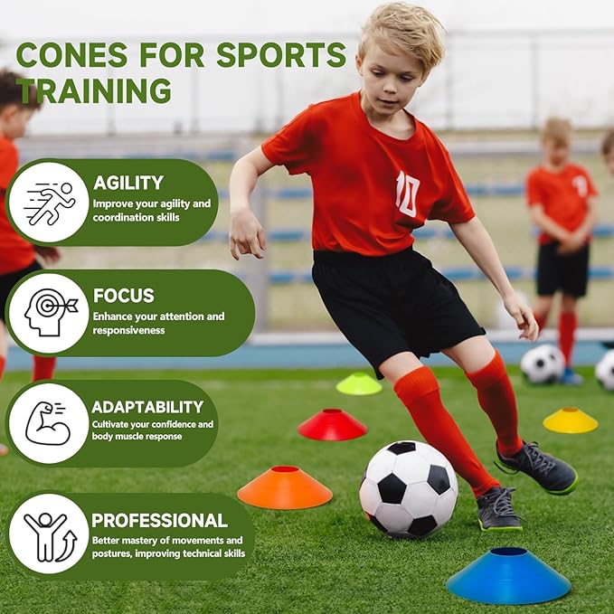 35/65 PCS Agility Soccer Cones for Training, Reusable Sports Cones for Drills with Mesh Bag, Training Cones for Soccer Practice, Football, Basketball - Disc Cones Training Equipment