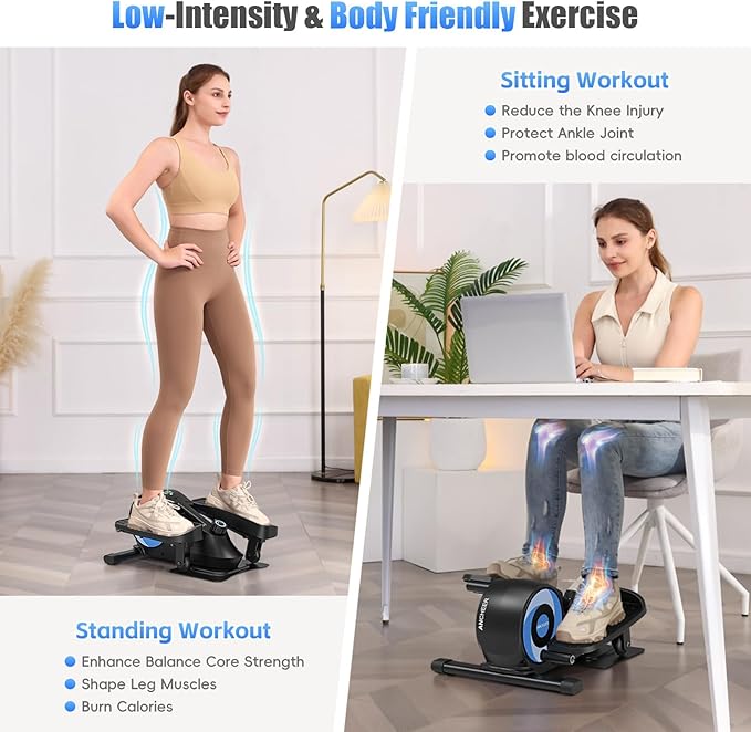 ANCHEER Under Desk Elliptical, Under Desk Bike Pedal Exerciser, Fully Assembled Leg Exerciser 2 in 1 Seated Standing Elliptical, Ultra-Quiet Mini Elliptical Machines for Home Office Use