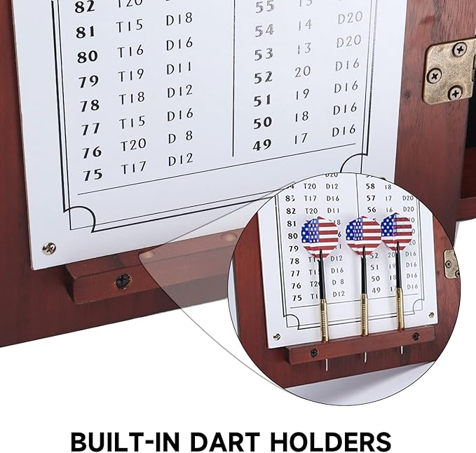 GSE Games & Sports Expert Professional Solid Wood Classic Official Size Dartboard Cabinet with Dart Scoreboard for Game Room. Dartboard & Darts Not Included