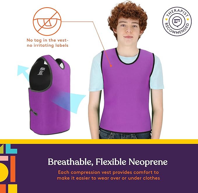 Special Supplies Sensory Compression Vest Deep Pressure Comfort (Purple, Large)