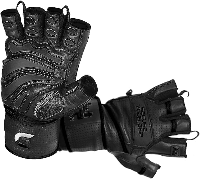 Elite Leather Gym Gloves with Built in 2" Wide Wrist Wraps Grip & Design for Weightlifting Power Lifting Bodybuilding & Strength Training Workout Exercises, Size : X-Large, Size : X-Large