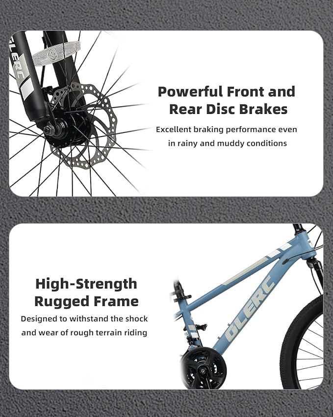 Glerc 20 24 Inch Kids Bike, Kids Mountain Bike for Boys and Girls Ages 6-14, 21-Speed Skyline Bicycle with Front Suspension and Disc Brakes, Multiple Colors