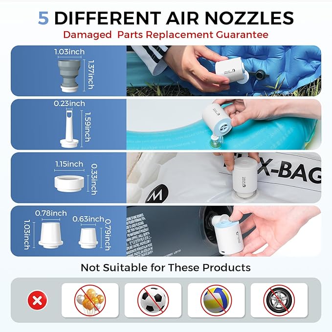 FLEXTAILGEAR Air Pump for Inflatables,Tiny Pump Portable Air Pump,Ultra-Mini Pump with 1300mAh Rechargeable Battery to Inflate Deflate for Pool Floats Air Mattress Vacuum Storage Bags (Blue)