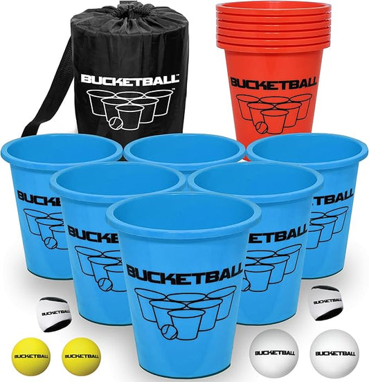 BucketBall | Team Color Edition | Combo Pack (Light Blue/Orange): Original Yard Pong Game: Best Camping, Beach, Lawn, Outdoor, Family, Adult, Tailgate, Jumbo, Giant Game