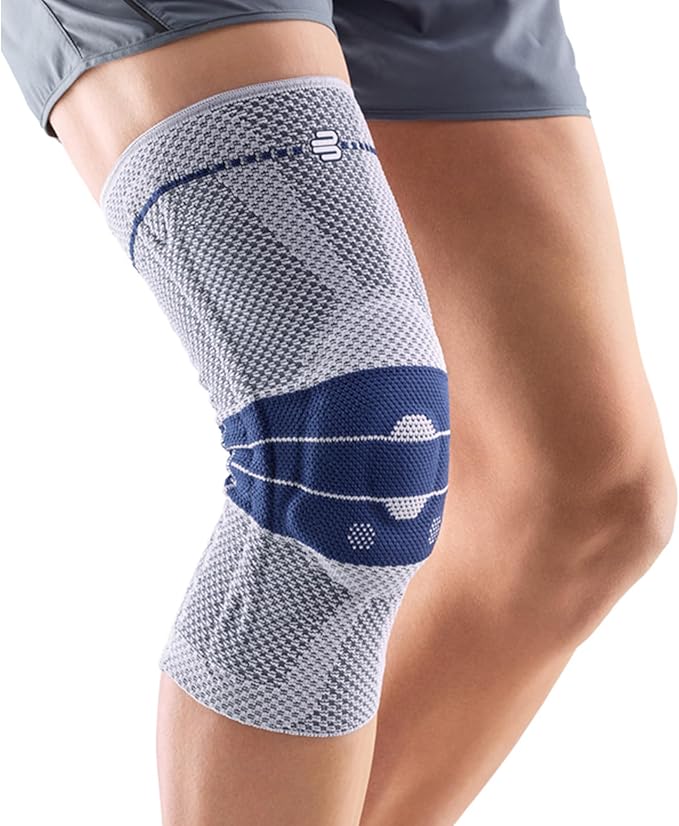 Bauerfeind GenuTrain Knee Support Brace (New Version) - Targeted Support for Pain Relief & Stabilization for Weak, Swollen & Injured Knees & Arthritis - Size 3C, Comfort - Color Titanium