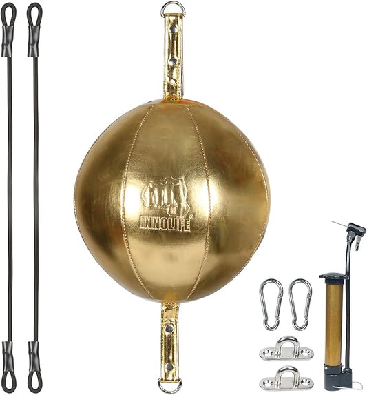 InnoLife Double End Punching Ball Striking Punching Bag Kit, Speed Striking Reflex Kit with Bungee Cords Perfect for Reaction, Agility, and Hand Eye Coordination Training