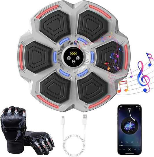 Music Boxing Machine for Adults, Smart Boxing Machine with Gloves, 9 Modes & 9 Speeds, Electronic LED Boxing Training Equipment Wall Mounted, Workout Equipment Target for Home