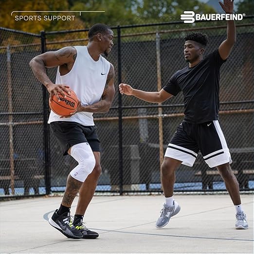Bauerfeind Sports Knee Support NBA - Officially Licensed Basketball Knee Brace - Relief and Stabilization - Targeted Compression - Lightweight & Durable - Black, XX-Large