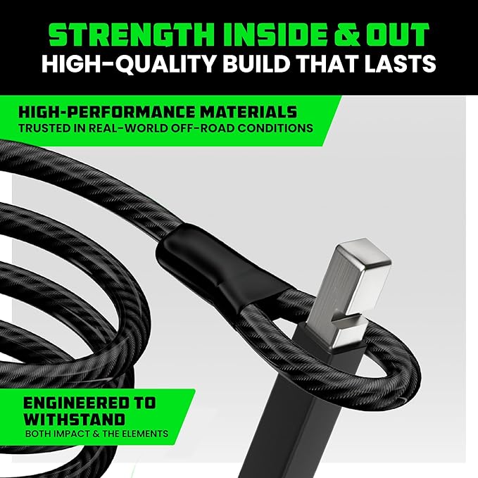 Rhino USA Bike Lock Set - Heavy Duty Anti Theft U Lock, 4FT Steel Security Cable, Padlock, 4 Lighted Keys. Dual Purpose Locks for EBike, Motorcycle, Electric Scooter, Bicycle
