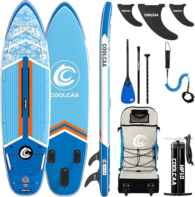 Inflatable Paddle Board, Stand Up Paddleboard with Premium SUP Accessories for Fishing & Yoga, 460lb Capacity, Non-Slip EVA Deck, Blow Up Paddle Boards for Adults & Beginner