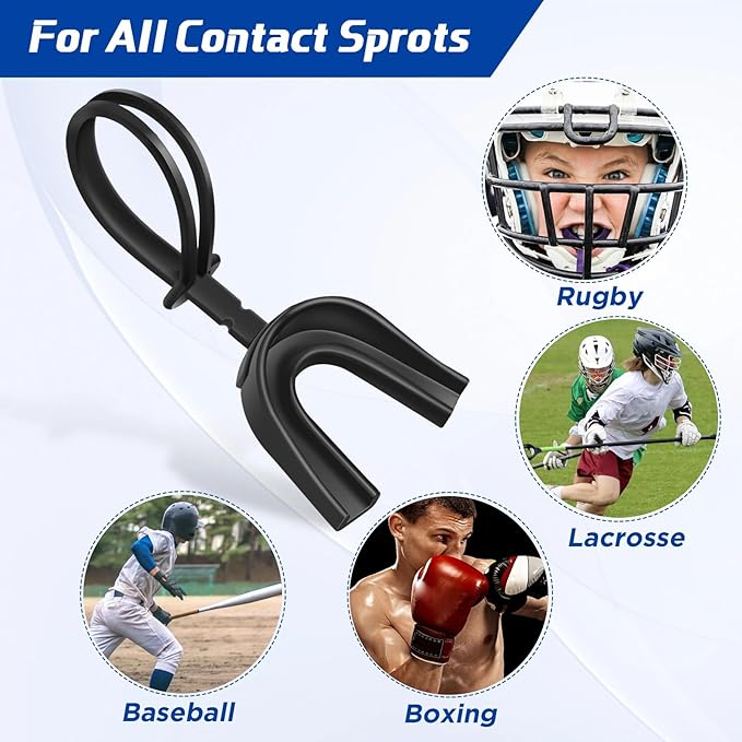 Dunzy 10 Pcs Strapped Mouth Guard Sports Mouthguard with Strap No Boiling Mouthguard Adult Youth Football Mouthpiece Mouth Protector for Boxing Basketball Lacrosse