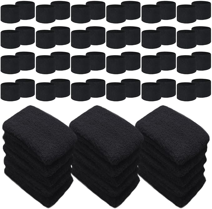 Lounsweer 72 Pcs Bulk Sports Wristbands - Sweatbands for Kids, Gifts, Party Favors, Athletics, and Fans