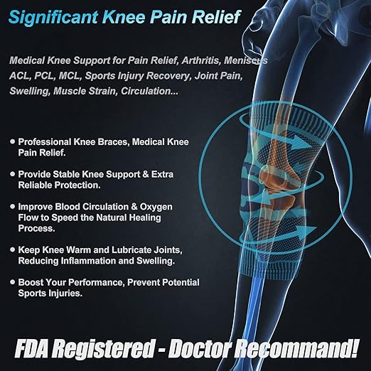 NEENCA Knee Braces for Knee Pain Relief, Compression Knee Sleeves with Patella Gel Pad & Side Stabilizers, Knee Support for Weightlifting, Running, Workout, Arthritis, Meniscus Tear, Men Women. ACE-53
