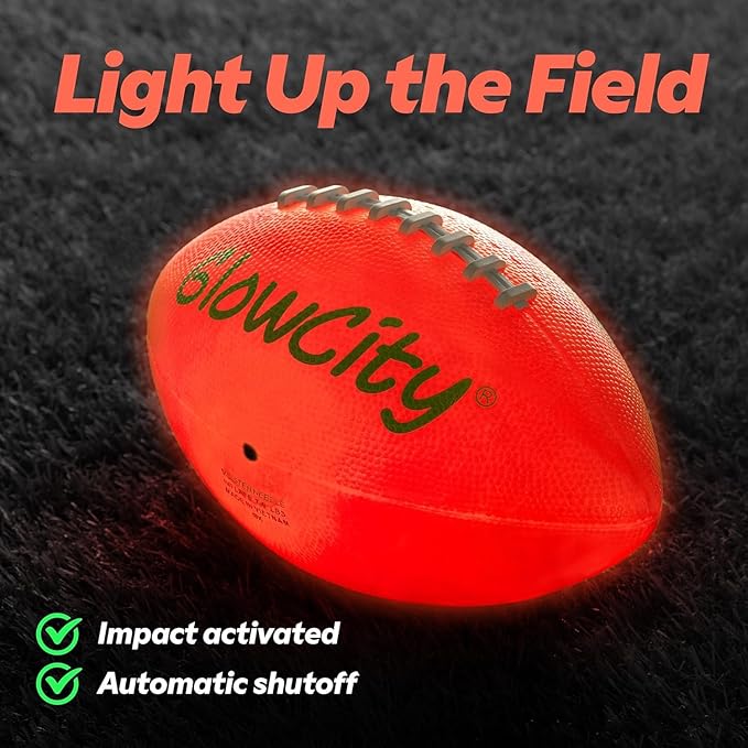 GlowCity Glow in The Dark Football - Size 3/6 Light Up Ball Gifts for Kids, Teens & Adults - Bright Football for Night Outdoor Games - Sports Birthday Gift Ideas for Boys Ages 6 7 8 9 10 11 12 13 14